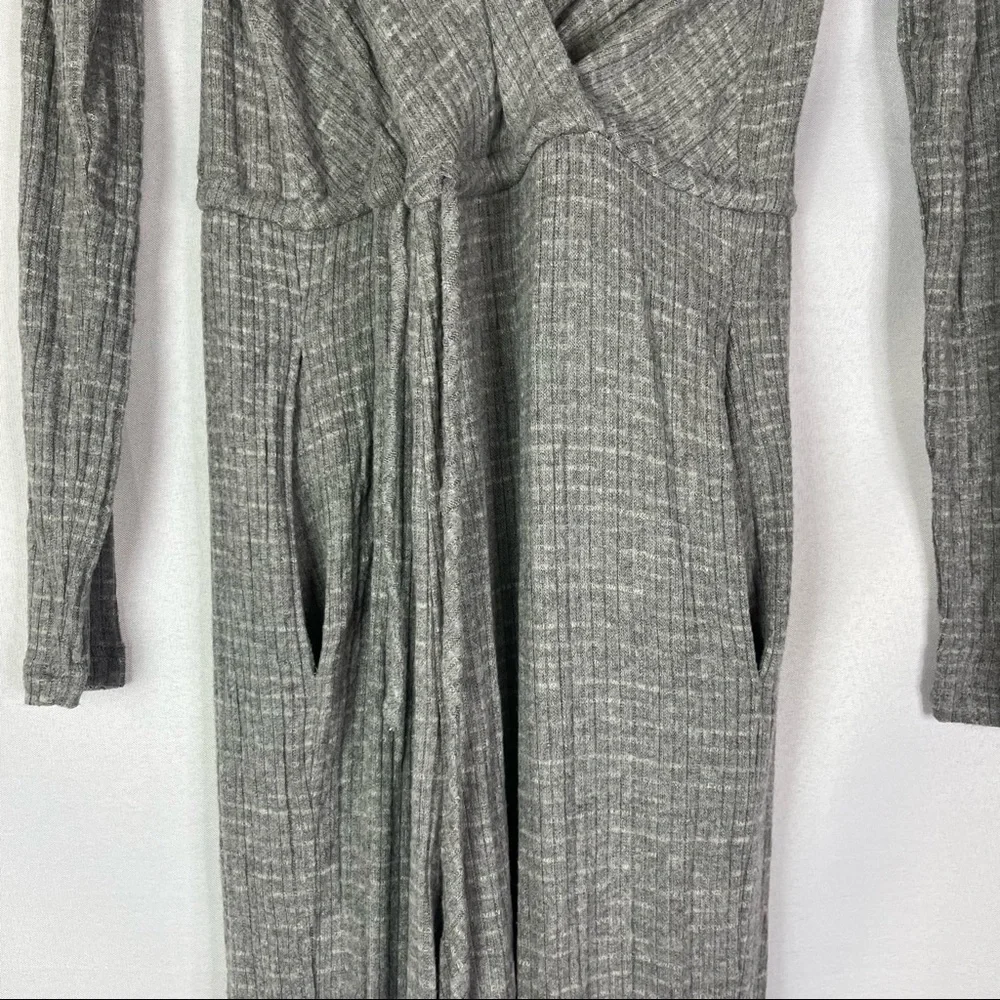 Lulu's Heather Gray Long Sleeve Ribbed Jumpsuit XS - Picture 6 of 7